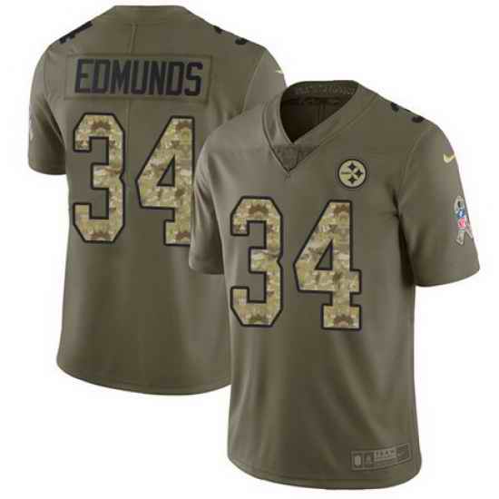 Nike Steelers #34 Terrell Edmunds Olive Camo Mens Stitched NFL Limited 2017 Salute To Service Jersey